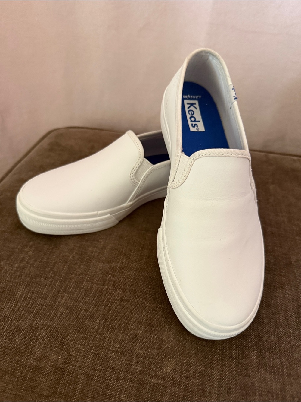 Keds White Slip-On Leather sneakers